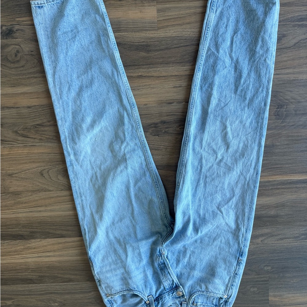 AGOLDE Women's Criss Cross Straight Leg Jeans in Medium Wash Blue Sz 27 - Picture 4 of 10
